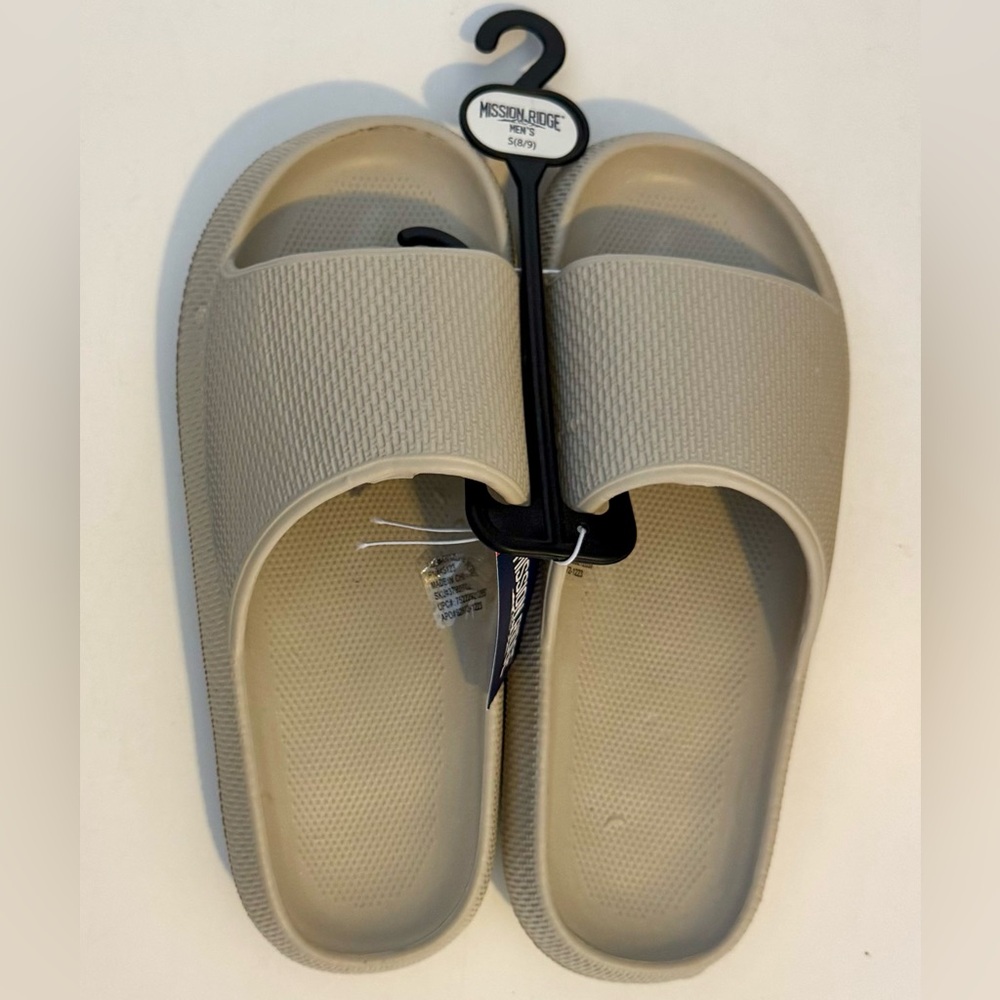 Mission Ridge Beige Men's Slide Sandals Sz:8/9